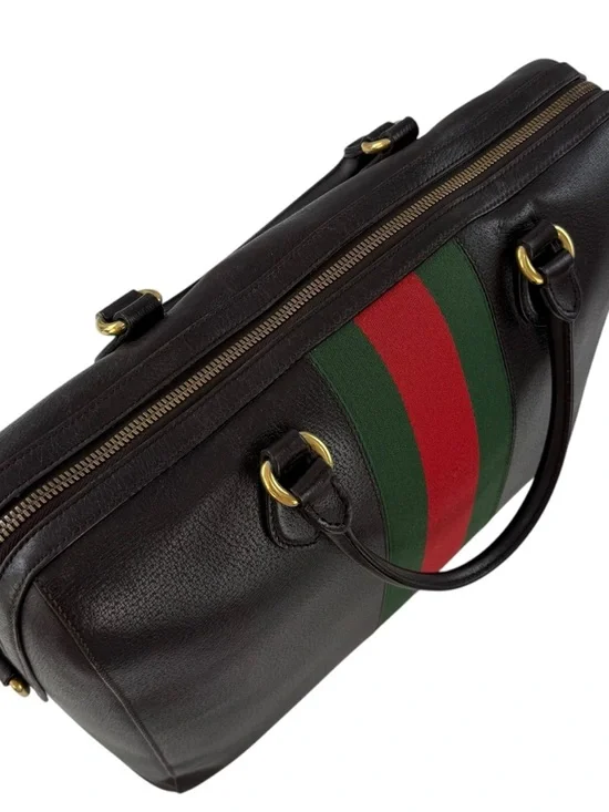 Gucci Calfskin Leather Medium Web Stripe Satchel Bag - Picture 5 of 13